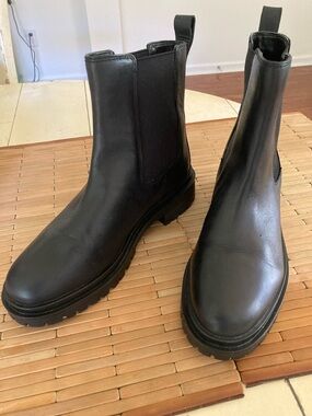 Lauren Ralph Lauren Black Leather Corinne Chelsea Boots